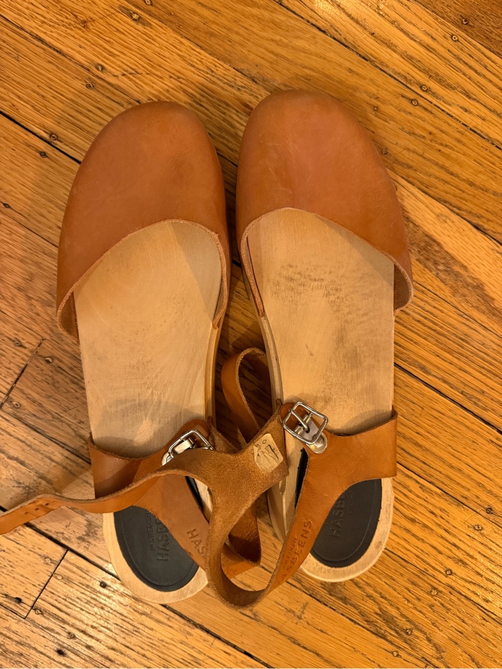Women’s Tan Leather Slingback Flats Swedish hasbeens